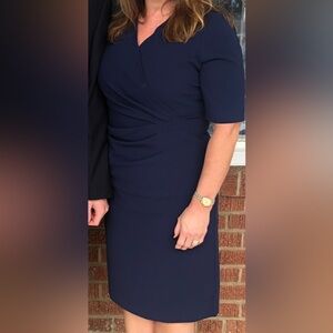 Tahari Elegant Navy Blue Dress